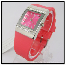 Montre-bracelet de quartz de quartz de pierre rouge